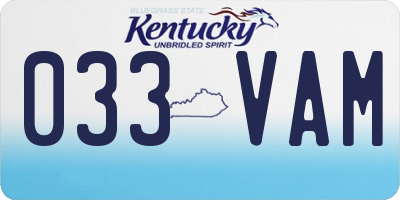 KY license plate 033VAM
