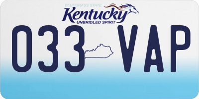 KY license plate 033VAP