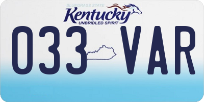 KY license plate 033VAR