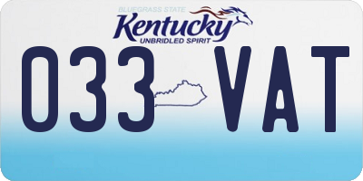KY license plate 033VAT