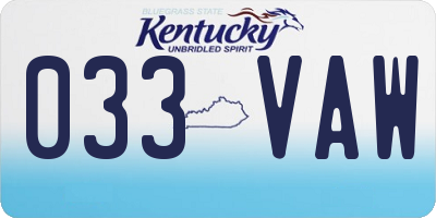 KY license plate 033VAW