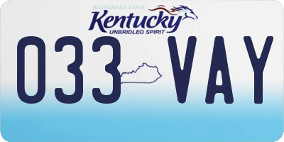 KY license plate 033VAY