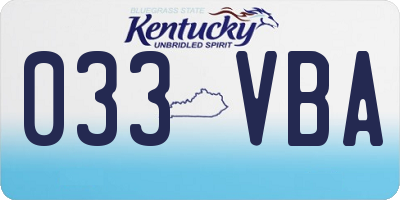 KY license plate 033VBA
