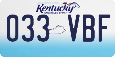 KY license plate 033VBF