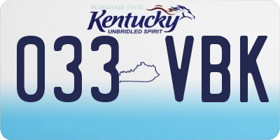 KY license plate 033VBK