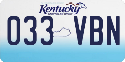 KY license plate 033VBN