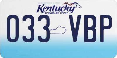KY license plate 033VBP