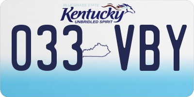 KY license plate 033VBY