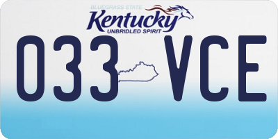 KY license plate 033VCE
