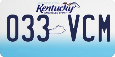KY license plate 033VCM