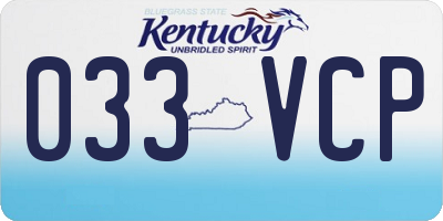 KY license plate 033VCP