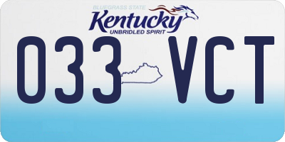 KY license plate 033VCT