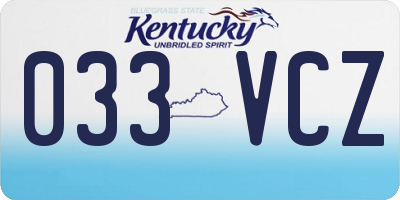 KY license plate 033VCZ