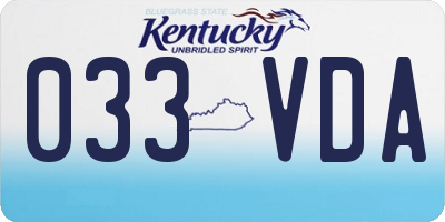 KY license plate 033VDA