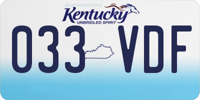 KY license plate 033VDF