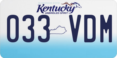 KY license plate 033VDM