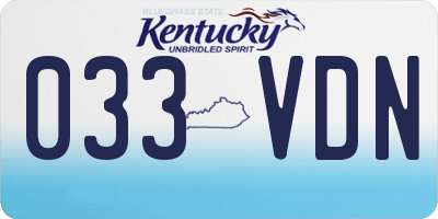 KY license plate 033VDN