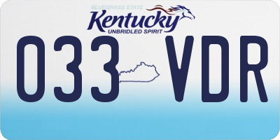 KY license plate 033VDR