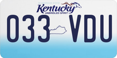 KY license plate 033VDU
