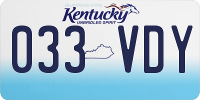 KY license plate 033VDY
