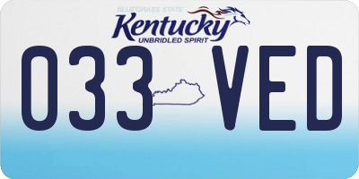 KY license plate 033VED
