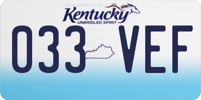 KY license plate 033VEF