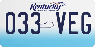 KY license plate 033VEG