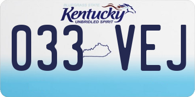 KY license plate 033VEJ