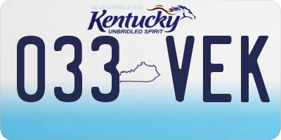 KY license plate 033VEK