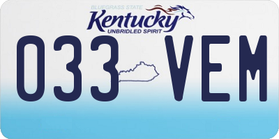 KY license plate 033VEM