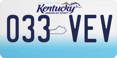 KY license plate 033VEV