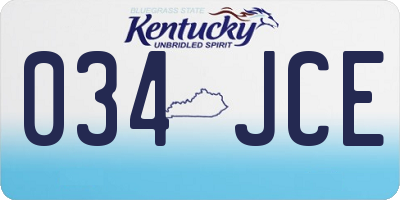 KY license plate 034JCE