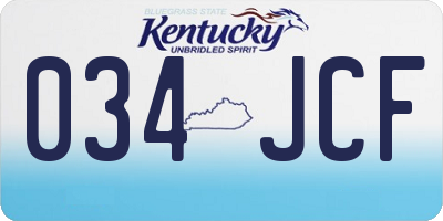 KY license plate 034JCF