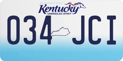 KY license plate 034JCI