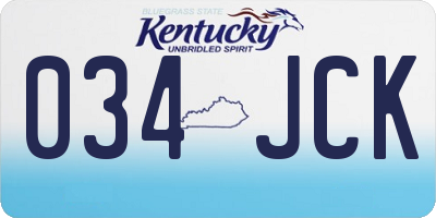 KY license plate 034JCK