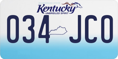 KY license plate 034JCO