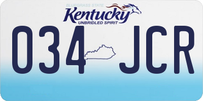 KY license plate 034JCR