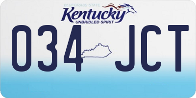 KY license plate 034JCT
