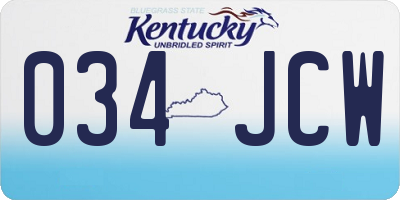 KY license plate 034JCW