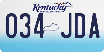 KY license plate 034JDA