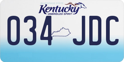 KY license plate 034JDC