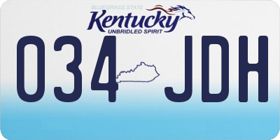 KY license plate 034JDH
