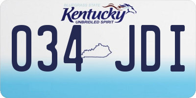 KY license plate 034JDI