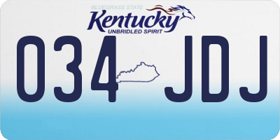 KY license plate 034JDJ