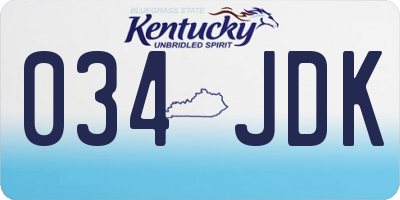 KY license plate 034JDK