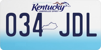 KY license plate 034JDL