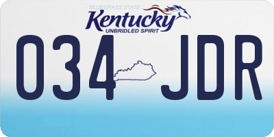KY license plate 034JDR