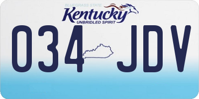 KY license plate 034JDV