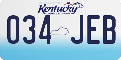 KY license plate 034JEB
