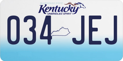 KY license plate 034JEJ